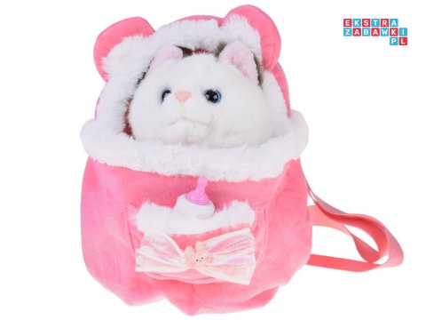 [ ZA5593 ] Mięciutki kotek z efektem bicia serca, wyginanymi łapkami + plecak