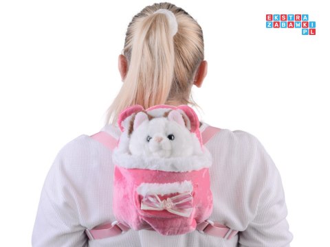 [ ZA5593 ] Mięciutki kotek z efektem bicia serca, wyginanymi łapkami + plecak