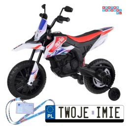 [PA0302] Motocykl Cross APRILIA RX125 dla dziecka na akumulator 2x35W 12V/4.5Ah - biały