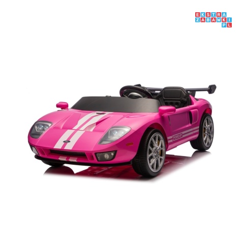 [S325] Ford GT Sportowe autko na akumulator 4x100W 24V/7Ah Bluetooth ekoskóra EVA - różowy