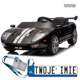 Czarne Ford GT na akumulator - 4x100W, 24V/7Ah, Bluetooth, ekoskóra, EVA - [S325]