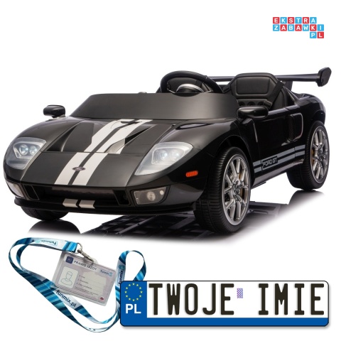 [S325] Ford GT Sportowe autko na akumulator 4x100W 24V/7Ah Bluetooth ekoskóra EVA - czarny