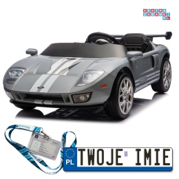 [S325] Ford GT Sportowe autko na akumulator 4x100W 24V/7Ah Bluetooth ekoskóra EVA - szary