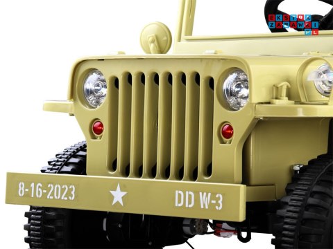 [PA0263] Wojskowy Willys auto terenowe na akumulator 4x25W 12V/7Ah pilot EVA ekoskóra saperka - czarny