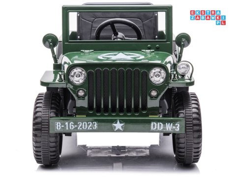 [PA0263] Wojskowy Willys auto terenowe na akumulator 4x25W 12V/7Ah pilot EVA ekoskóra saperka - czarny