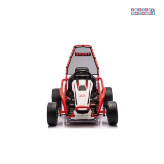 [DM-108.DRIFT] Gokart TORNADO z funkcją driftu na akumulator 2x150W 24V/7Ah siedzenie z ekoskóry Bluetooth - czerwony
