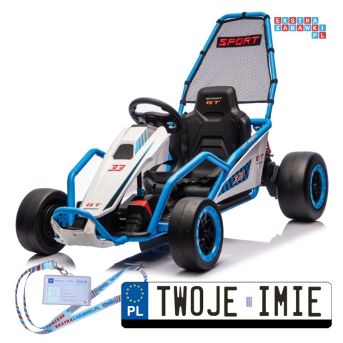 [DM-108.DRIFT] Gokart TORNADO z funkcją driftu na akumulator 2x150W 24V/7Ah siedzenie z ekoskóry Bluetooth - niebieski