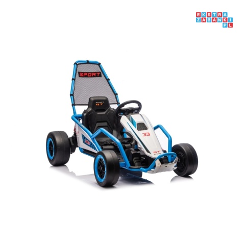 [DM-108.DRIFT] Gokart TORNADO z funkcją driftu na akumulator 2x150W 24V/7Ah siedzenie z ekoskóry Bluetooth - niebieski
