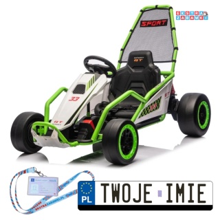 [DM-108.DRIFT] Gokart TORNADO z funkcją driftu na akumulator 2x150W 24V/7Ah siedzenie z ekoskóry Bluetooth - zielony