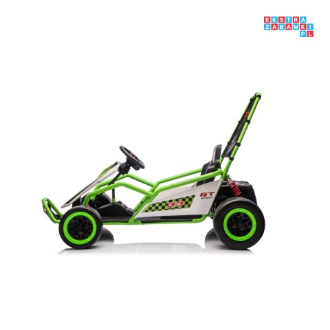 [DM-108.DRIFT] Gokart TORNADO z funkcją driftu na akumulator 2x150W 24V/7Ah siedzenie z ekoskóry Bluetooth - zielony