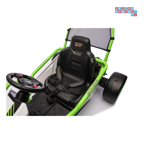 [DM-108.DRIFT] Gokart TORNADO z funkcją driftu na akumulator 2x150W 24V/7Ah siedzenie z ekoskóry Bluetooth - zielony