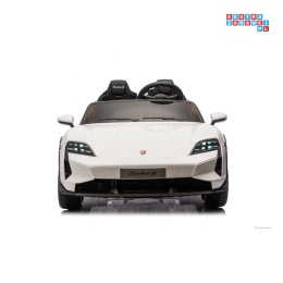 [BDM0988] Porsche Taycan Turbo S na akumulator 2x45W 12V/7Ah ekoskóra Bluetooth i pilot - biały