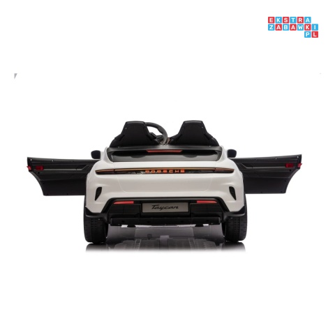 [BDM0988] Porsche Taycan Turbo S na akumulator 2x45W 12V/7Ah ekoskóra Bluetooth i pilot - biały