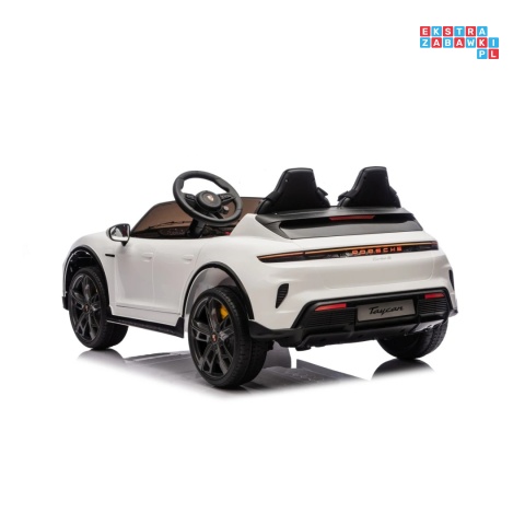 [BDM0988] Porsche Taycan Turbo S na akumulator 2x45W 12V/7Ah ekoskóra Bluetooth i pilot - biały