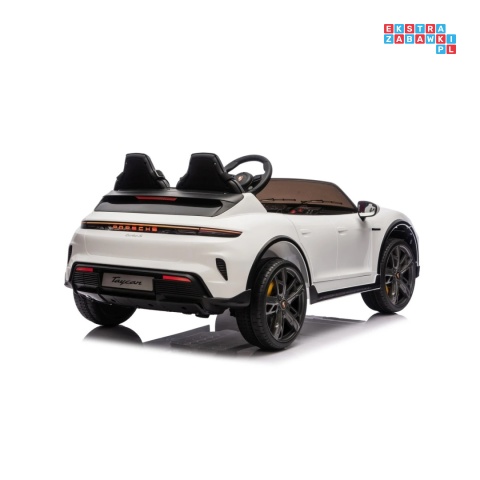 [BDM0988] Porsche Taycan Turbo S na akumulator 2x45W 12V/7Ah ekoskóra Bluetooth i pilot - biały
