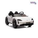 [BDM0988] Porsche Taycan Turbo S na akumulator 2x45W 12V/7Ah ekoskóra Bluetooth i pilot - biały