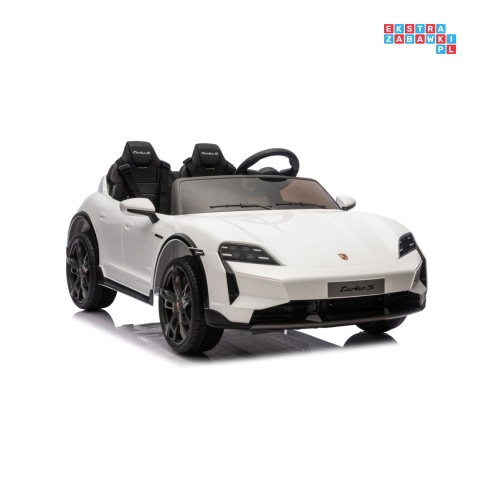 [BDM0988] Porsche Taycan Turbo S na akumulator 2x45W 12V/7Ah ekoskóra Bluetooth i pilot - biały