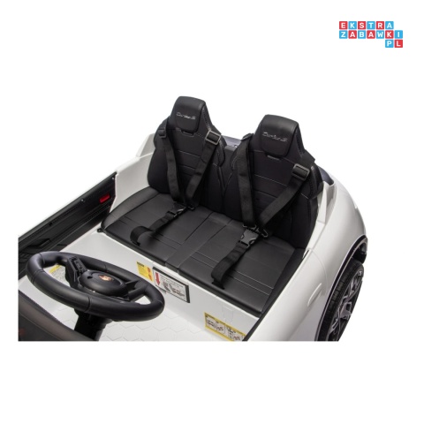 [BDM0988] Porsche Taycan Turbo S na akumulator 2x45W 12V/7Ah ekoskóra Bluetooth i pilot - biały