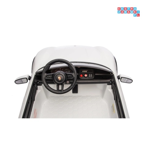 [BDM0988] Porsche Taycan Turbo S na akumulator 2x45W 12V/7Ah ekoskóra Bluetooth i pilot - biały