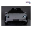 [BDM0988] Porsche Taycan Turbo S na akumulator 2x45W 12V/7Ah ekoskóra Bluetooth i pilot - biały