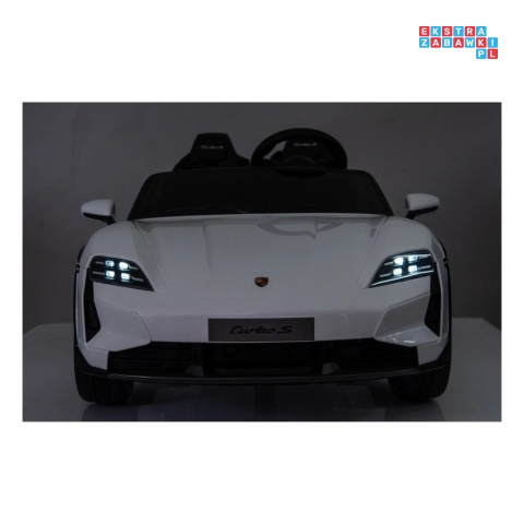 [BDM0988] Porsche Taycan Turbo S na akumulator 2x45W 12V/7Ah ekoskóra Bluetooth i pilot - biały