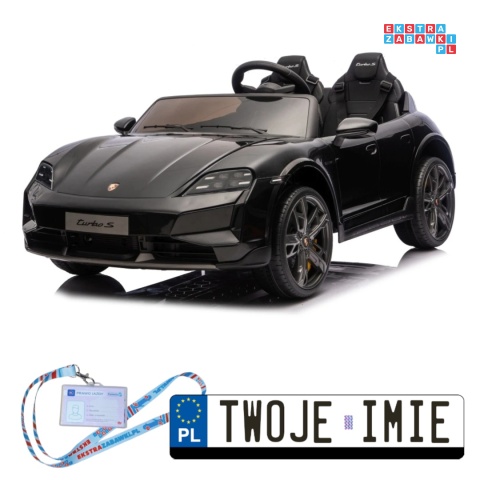 [BDM0988] Porsche Taycan Turbo S na akumulator 2x45W 12V/7Ah ekoskóra Bluetooth i pilot - czarny