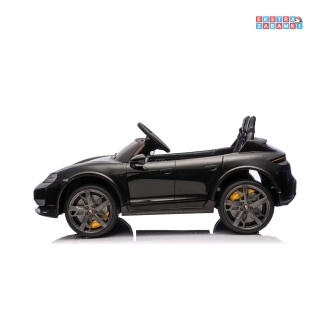 Czarne Porsche Taycan Turbo S na akumulator - 2x45W, 12V/7Ah, ekoskóra, Bluetooth, pilot - [BDM0988]