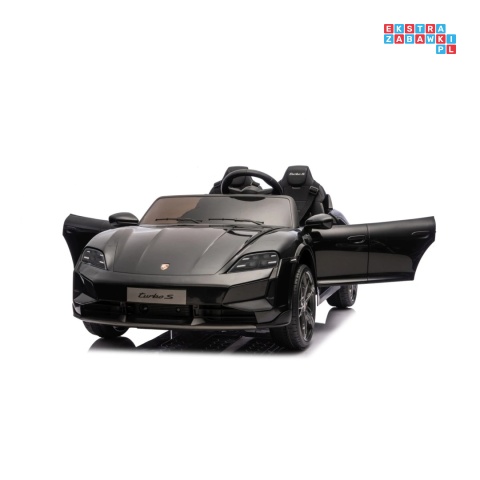 [BDM0988] Porsche Taycan Turbo S na akumulator 2x45W 12V/7Ah ekoskóra Bluetooth i pilot - czarny