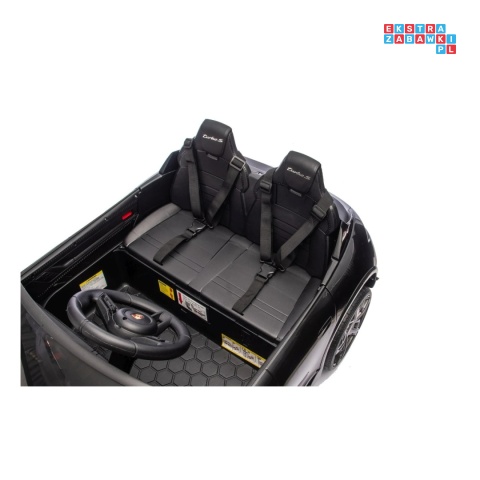[BDM0988] Porsche Taycan Turbo S na akumulator 2x45W 12V/7Ah ekoskóra Bluetooth i pilot - czarny