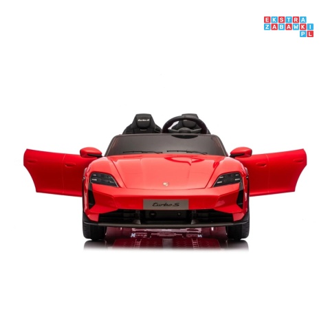 [BDM0988] Porsche Taycan Turbo S na akumulator 2x45W 12V/7Ah ekoskóra Bluetooth i pilot - czerwony