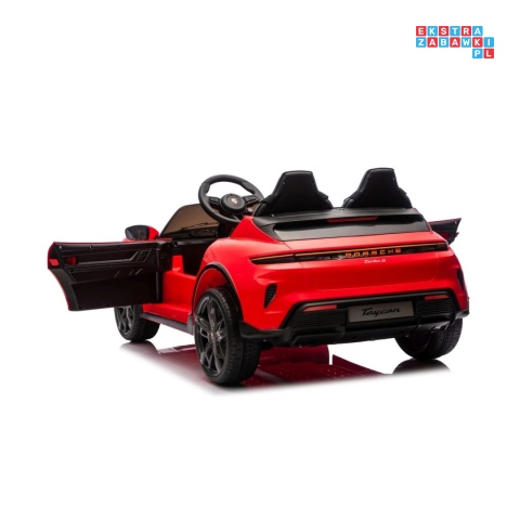 [BDM0988] Porsche Taycan Turbo S na akumulator 2x45W 12V/7Ah ekoskóra Bluetooth i pilot - czerwony