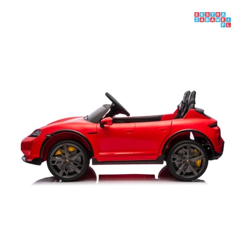 [BDM0988] Porsche Taycan Turbo S na akumulator 2x45W 12V/7Ah ekoskóra Bluetooth i pilot - czerwony
