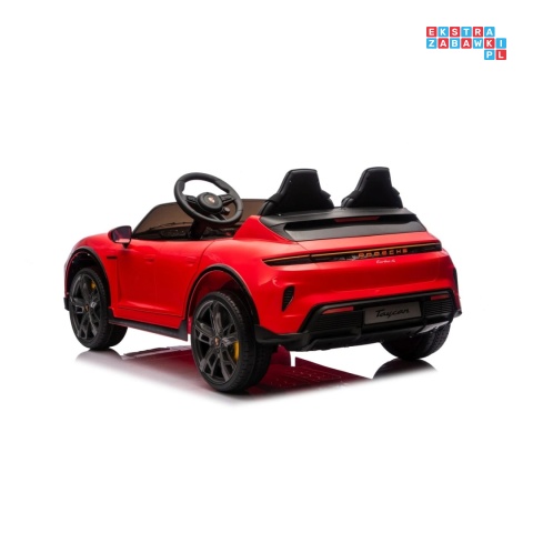 [BDM0988] Porsche Taycan Turbo S na akumulator 2x45W 12V/7Ah ekoskóra Bluetooth i pilot - czerwony