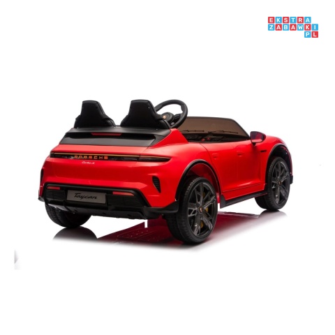 [BDM0988] Porsche Taycan Turbo S na akumulator 2x45W 12V/7Ah ekoskóra Bluetooth i pilot - czerwony