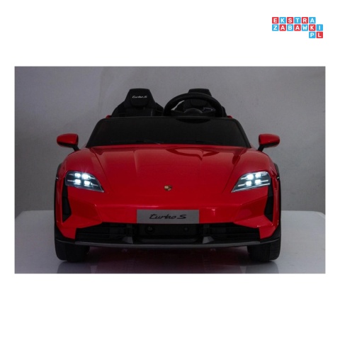 [BDM0988] Porsche Taycan Turbo S na akumulator 2x45W 12V/7Ah ekoskóra Bluetooth i pilot - czerwony