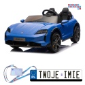 [BDM0988] Porsche Taycan Turbo S na akumulator 2x45W 12V/7Ah ekoskóra Bluetooth i pilot - niebieski
