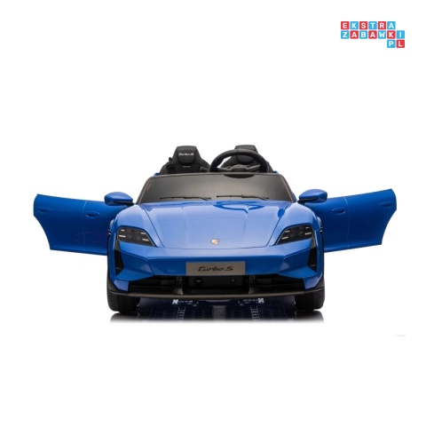 [BDM0988] Porsche Taycan Turbo S na akumulator 2x45W 12V/7Ah ekoskóra Bluetooth i pilot - niebieski