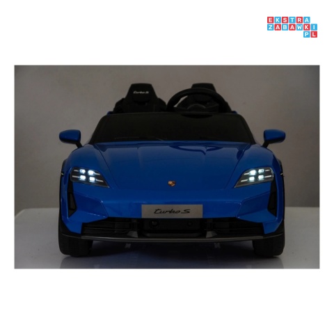[BDM0988] Porsche Taycan Turbo S na akumulator 2x45W 12V/7Ah ekoskóra Bluetooth i pilot - niebieski