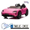 [BDM0988] Porsche Taycan Turbo S na akumulator 2x45W 12V/7Ah ekoskóra Bluetooth i pilot - różowy