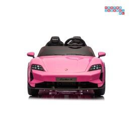 [BDM0988] Porsche Taycan Turbo S na akumulator 2x45W 12V/7Ah ekoskóra Bluetooth i pilot - różowy