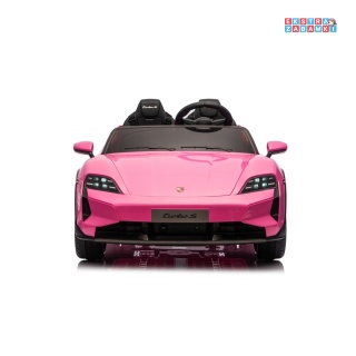 Różowe Porsche Taycan Turbo S na akumulator - 2x45W, 12V/7Ah, ekoskóra, Bluetooth, pilot - [BDM0988]