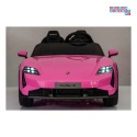 [BDM0988] Porsche Taycan Turbo S na akumulator 2x45W 12V/7Ah ekoskóra Bluetooth i pilot - różowy