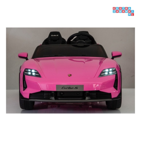 [BDM0988] Porsche Taycan Turbo S na akumulator 2x45W 12V/7Ah ekoskóra Bluetooth i pilot - różowy