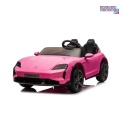 [BDM0988] Porsche Taycan Turbo S na akumulator 2x45W 12V/7Ah ekoskóra Bluetooth i pilot - różowy