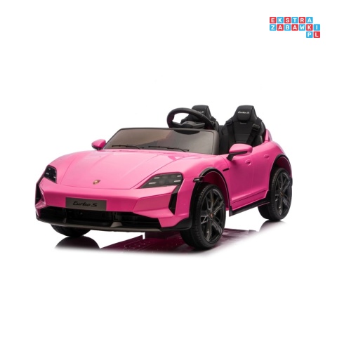 [BDM0988] Porsche Taycan Turbo S na akumulator 2x45W 12V/7Ah ekoskóra Bluetooth i pilot - różowy