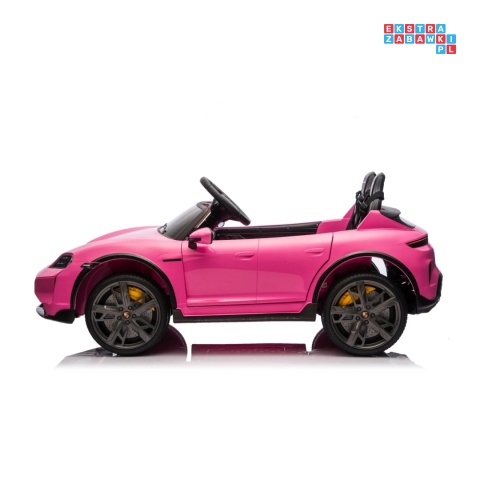 [BDM0988] Porsche Taycan Turbo S na akumulator 2x45W 12V/7Ah ekoskóra Bluetooth i pilot - różowy