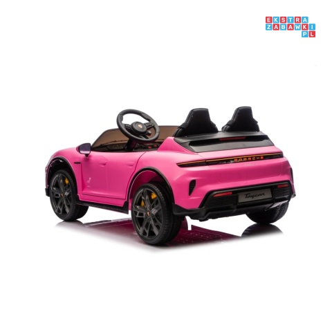 [BDM0988] Porsche Taycan Turbo S na akumulator 2x45W 12V/7Ah ekoskóra Bluetooth i pilot - różowy