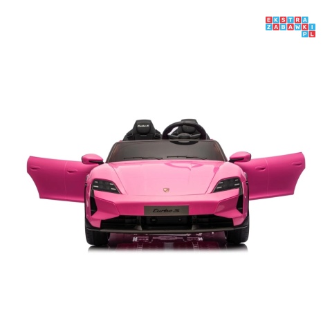 [BDM0988] Porsche Taycan Turbo S na akumulator 2x45W 12V/7Ah ekoskóra Bluetooth i pilot - różowy