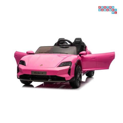 [BDM0988] Porsche Taycan Turbo S na akumulator 2x45W 12V/7Ah ekoskóra Bluetooth i pilot - różowy