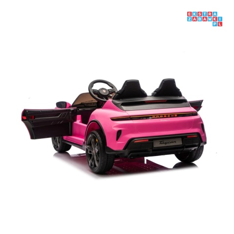 [BDM0988] Porsche Taycan Turbo S na akumulator 2x45W 12V/7Ah ekoskóra Bluetooth i pilot - różowy